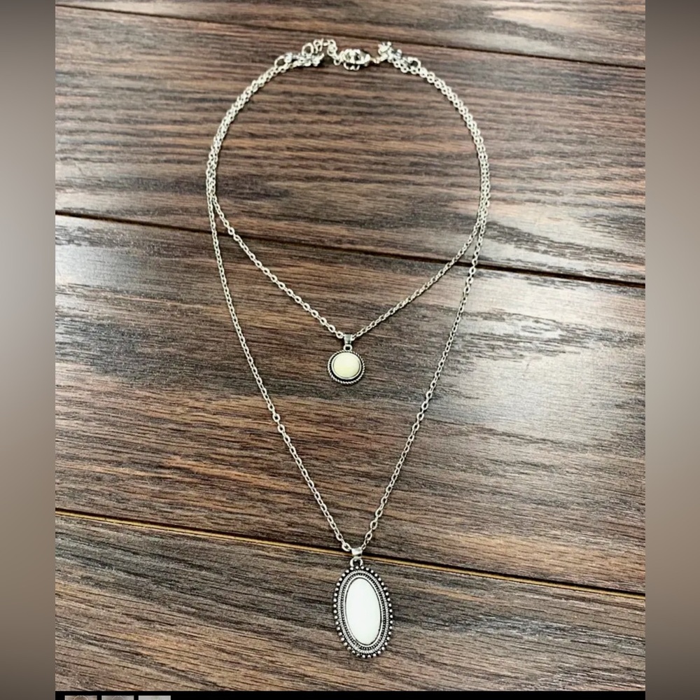 20" 2-strand White Turquoise Necklace